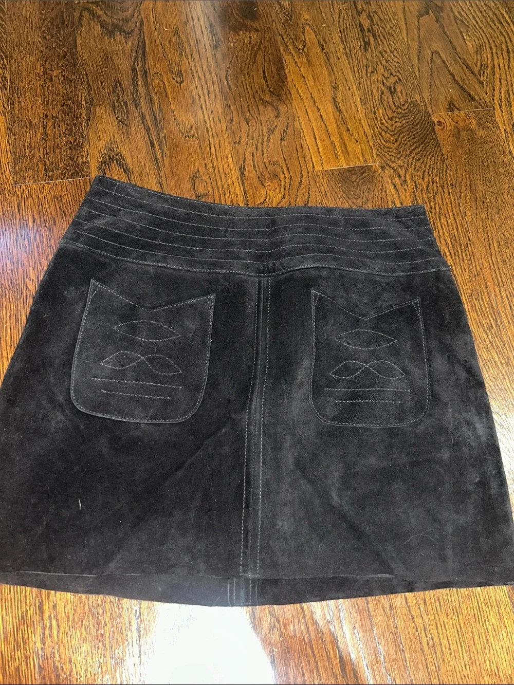 NWOT Free People Modern Love Suede Mini Skirt Size 6 Black Z575